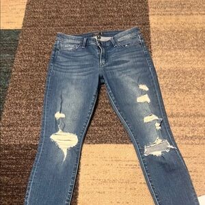 Abercrombie & Fitch Women's Blue Distressed Jeans Harper Low Rise Ankle jeans